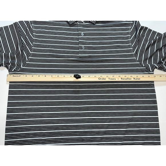 FootJoy Polo Shirt Mens Size L Black Gray Striped Golf Mind Over Matter Sleeve - Picture 10 of 16